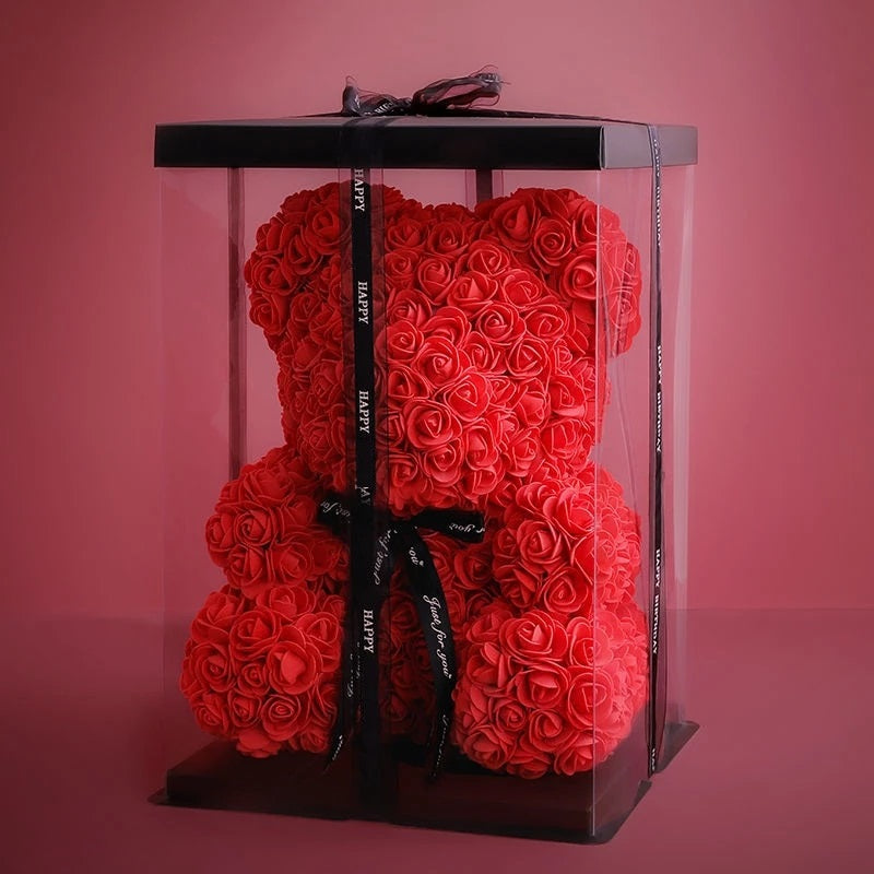 Luxury Rose Bear With Gift Box 25cm