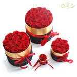 Real Preserved Roses In Round Box - RoseBearUs